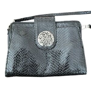 Brighton Octavia Black Faux Snakeskin Crossbody Purse